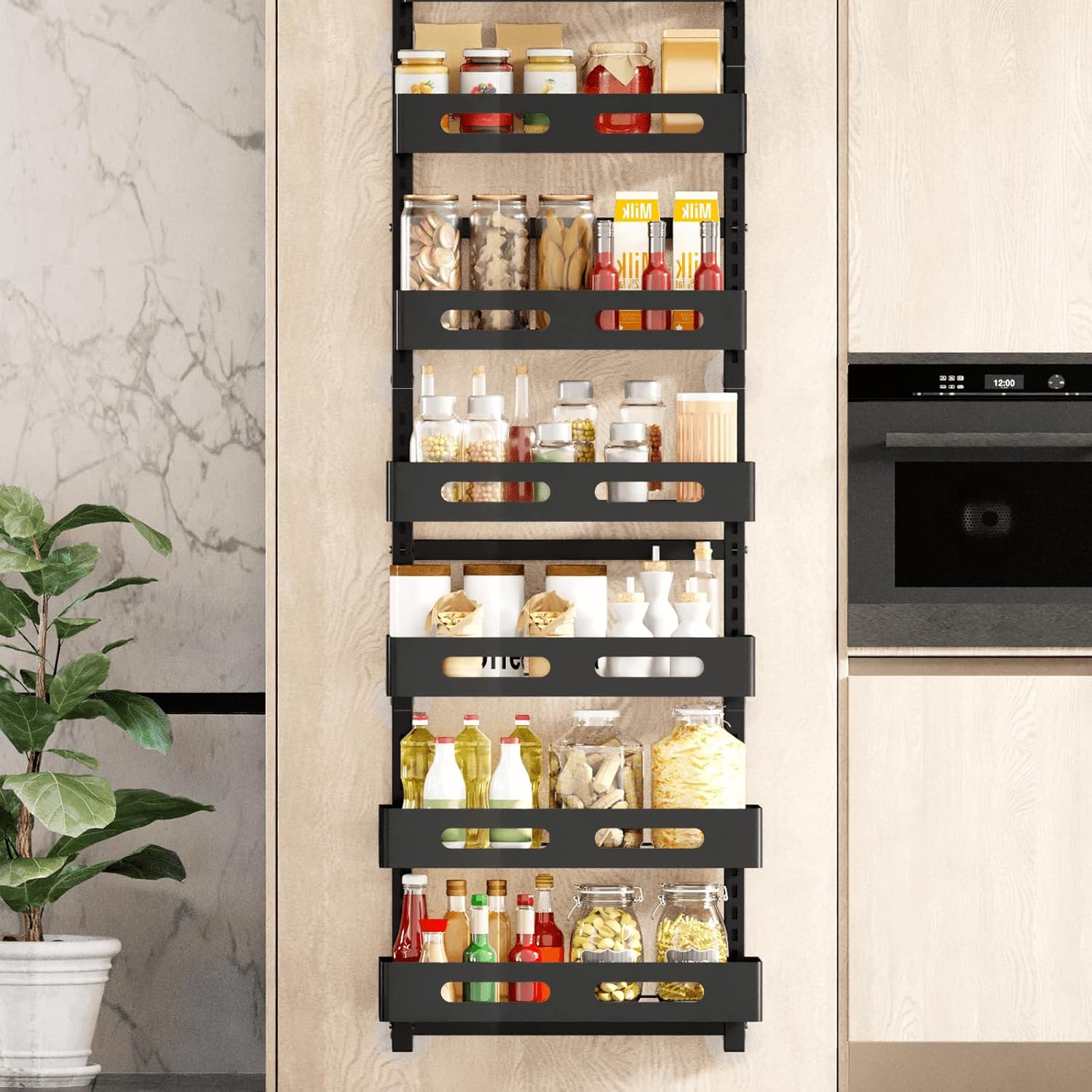 CARLA HOME 6 Tier Over the Door Organizer with Adjustable Metal Pantry Storage Rack and Hanging Baskets for Kitchen and Bathroom - Image 10
