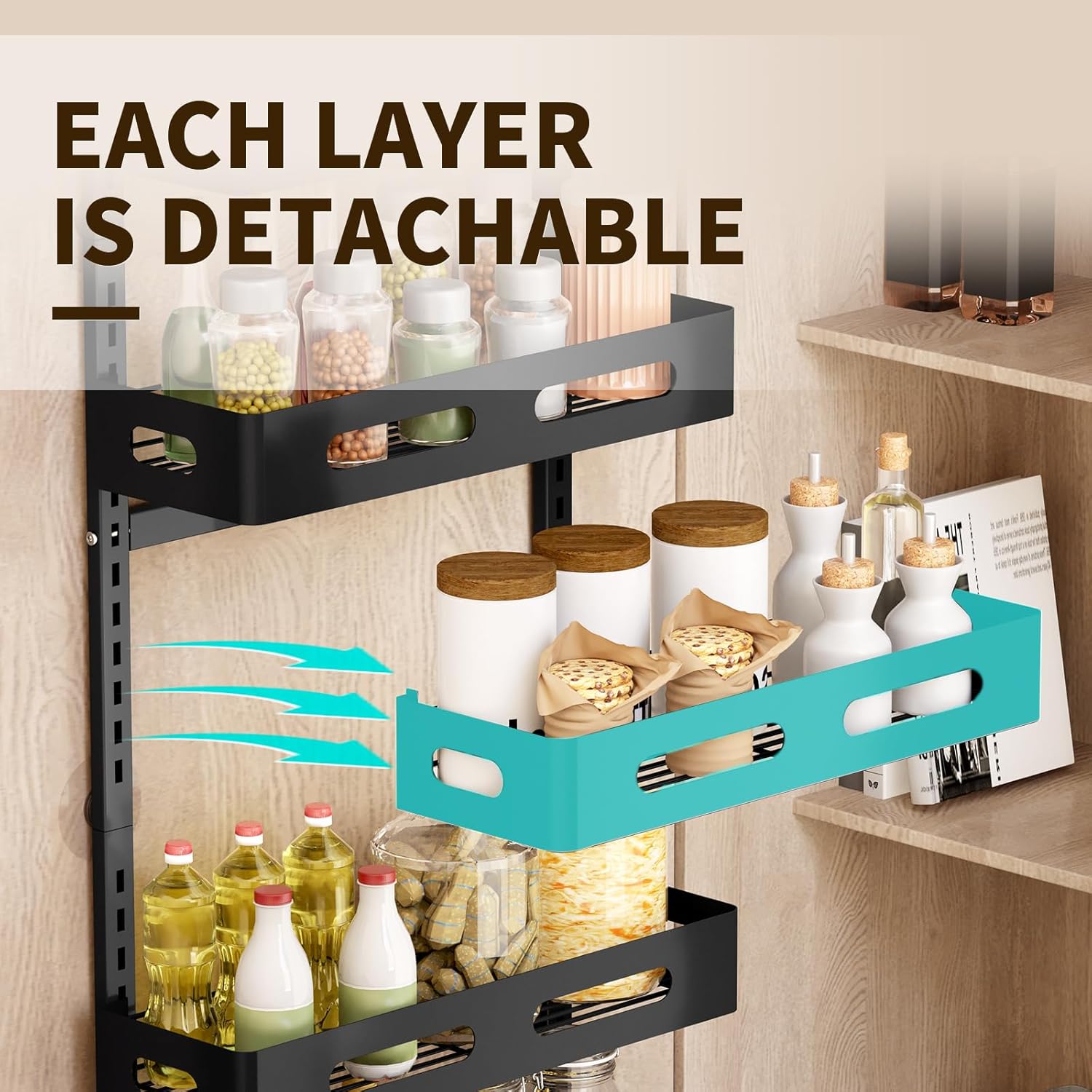 CARLA HOME 6 Tier Over the Door Organizer with Adjustable Metal Pantry Storage Rack and Hanging Baskets for Kitchen and Bathroom - Image 5