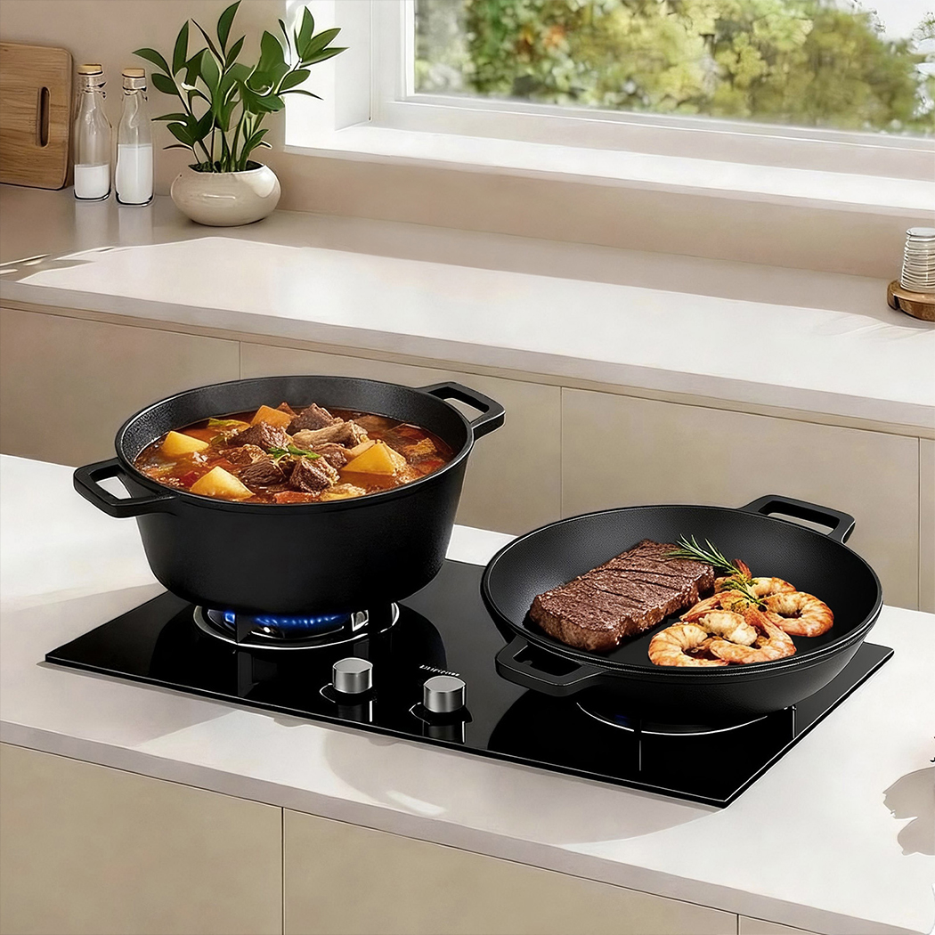 Toque 5.84L Double Dutch Oven 2 in 1 Cast Iron Pan - Image 8