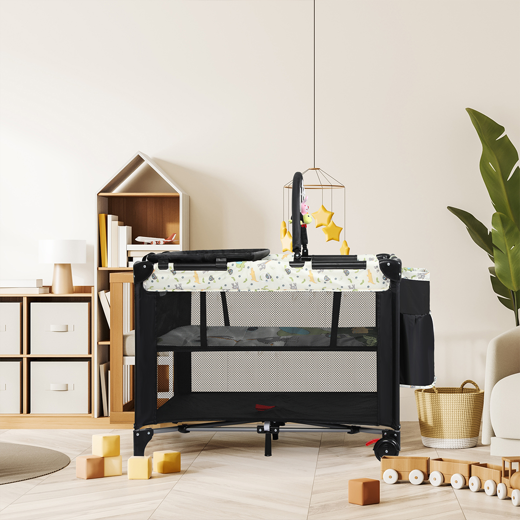 BoPeep Baby Cot Bed Crib Portable Bassinet Black - Image 8