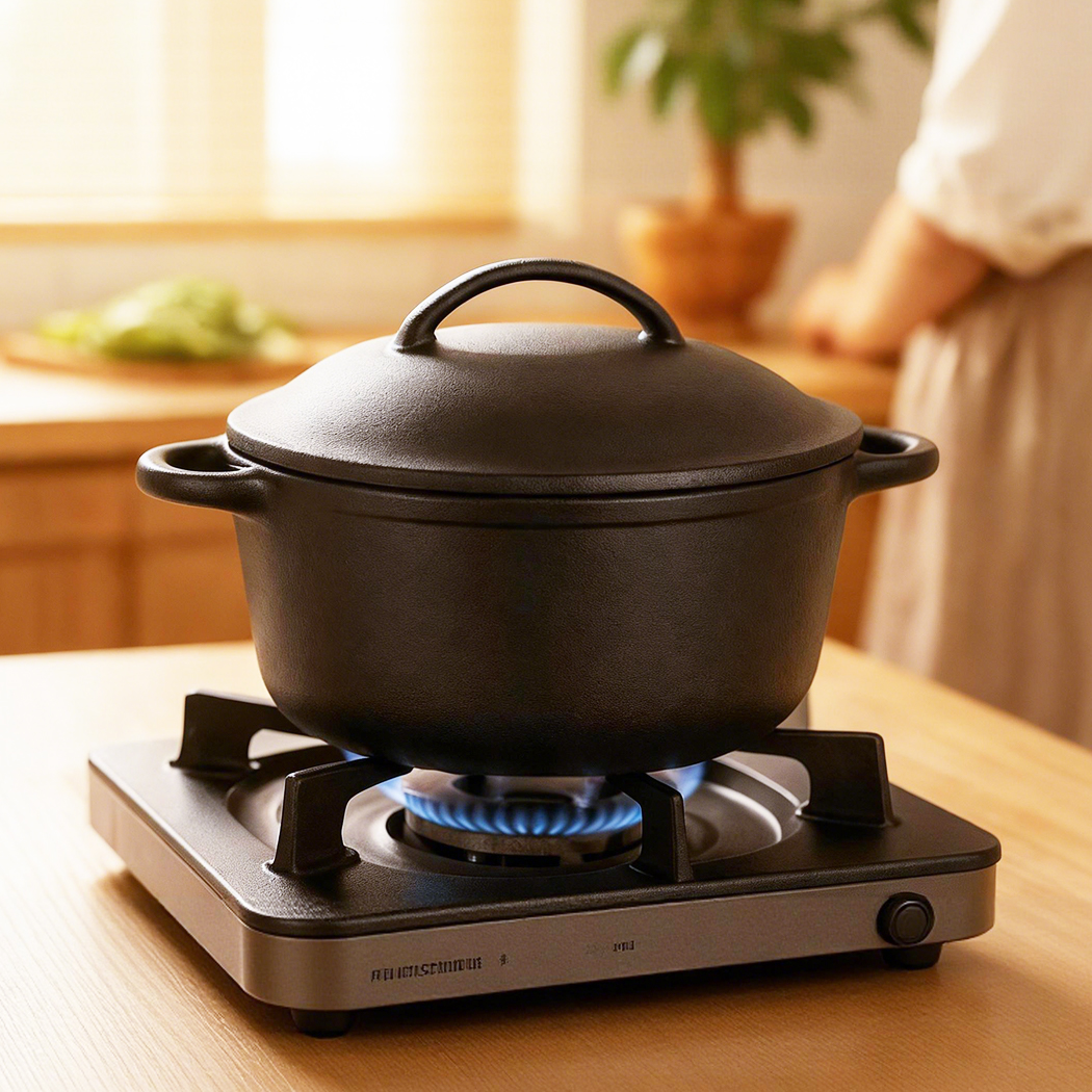 Pawz 6.6L Cast Iron Dutch Oven Heavy Duty Casserole Pot - Image 7