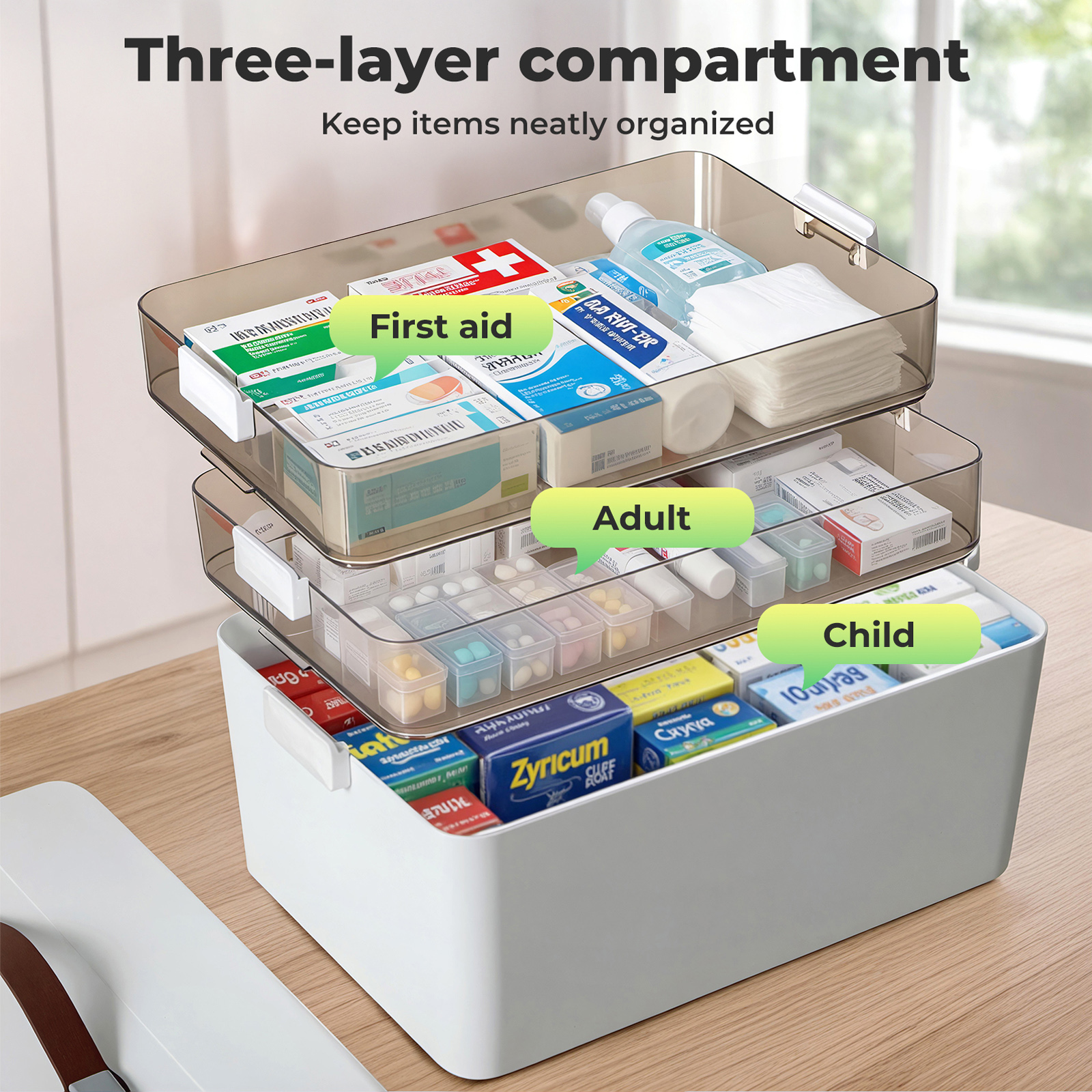 Levede Medical Storage Box Three Layer Medicine Case - Image 3