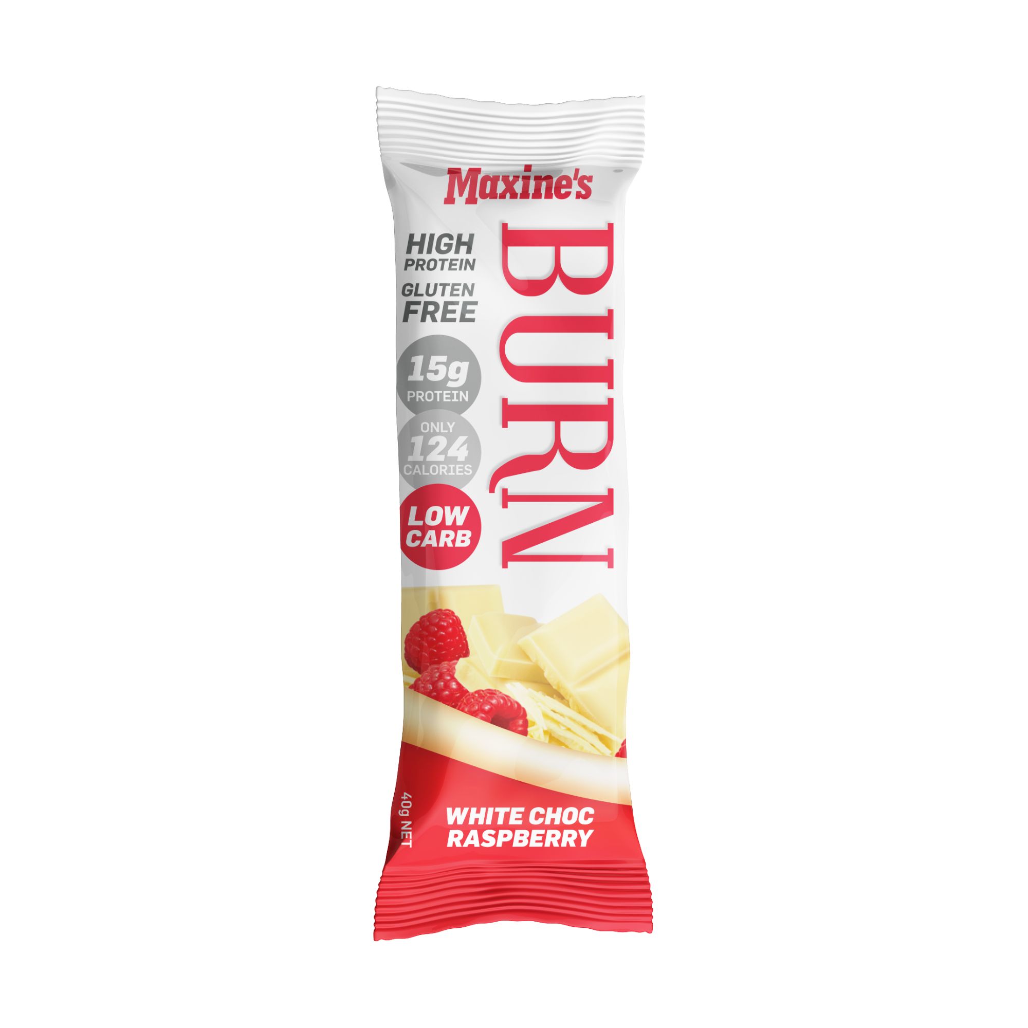 Maxines Burn White Choc Raspberry Bar 12x40g - Image 2