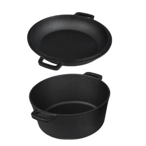 Toque 5.84L Double Dutch Oven 2 in 1 Cast Iron Pan