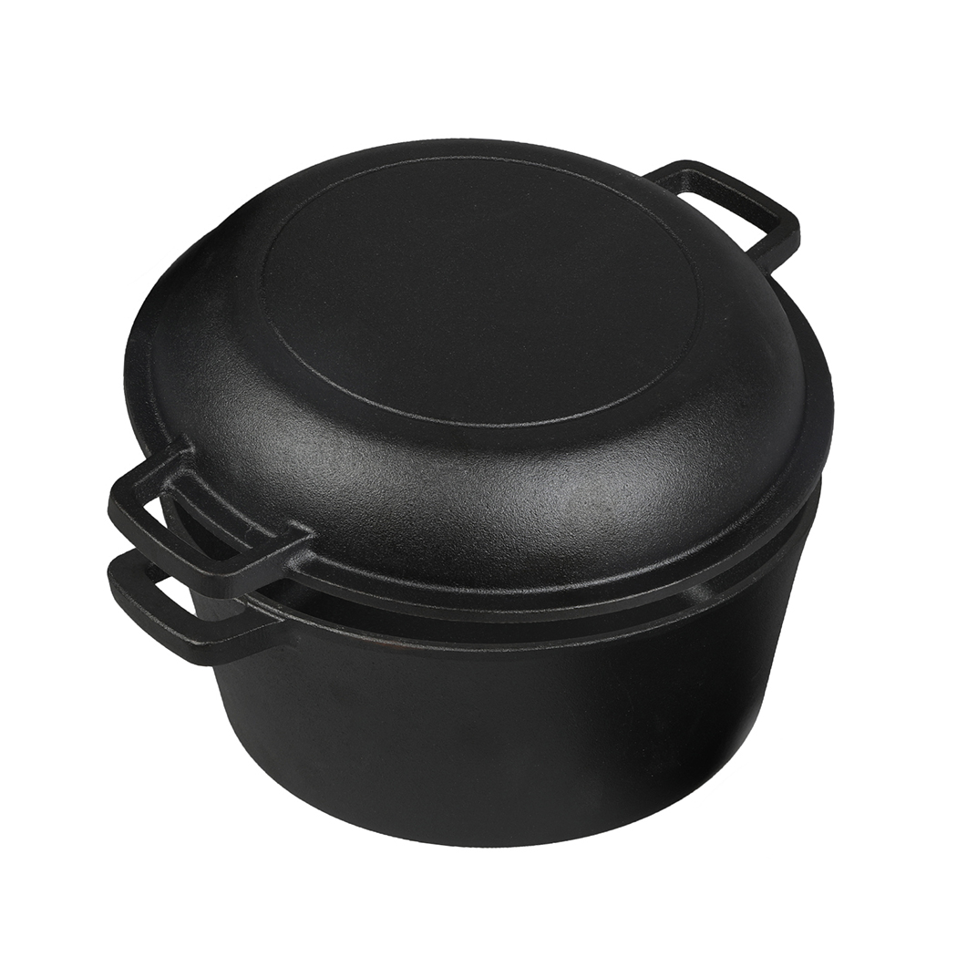 Toque 5.84L Double Dutch Oven 2 in 1 Cast Iron Pan - Image 2