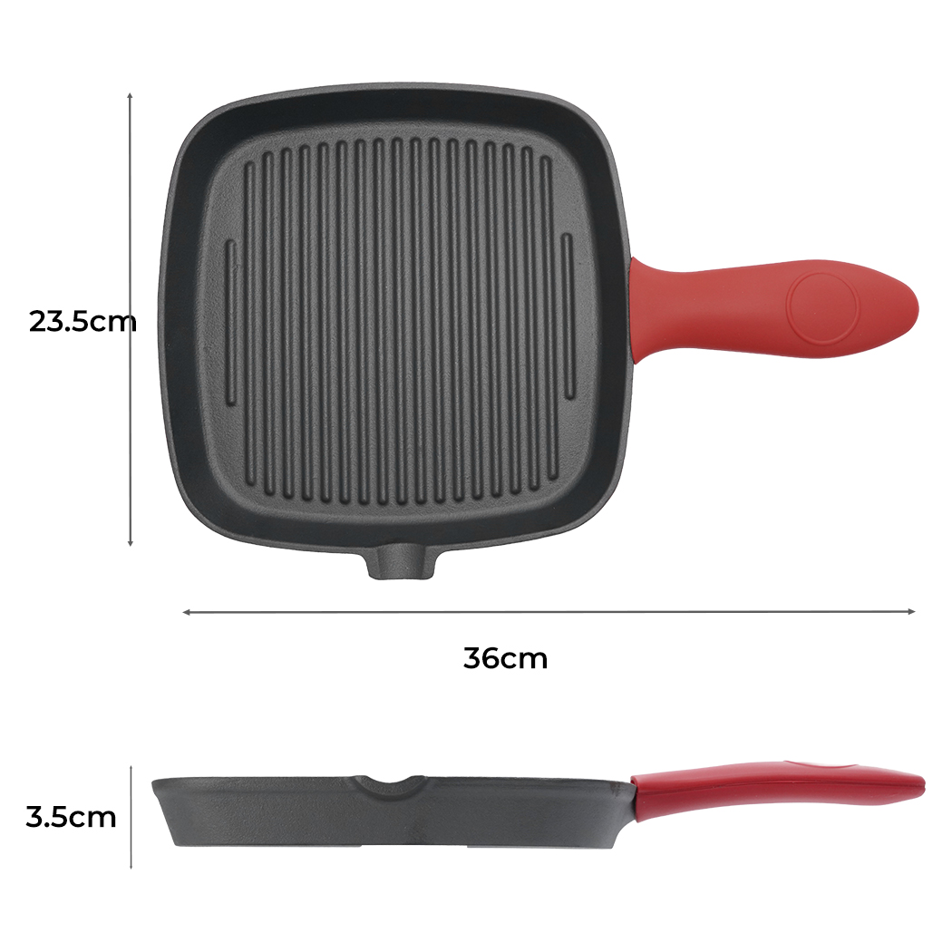 Toque Cast Iron Square Grill Pan with Spouts Cookware - Image 3